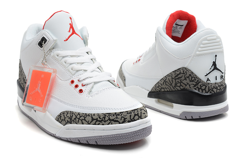 Air Jordan 3 Men Shoes Black//White/Red Online